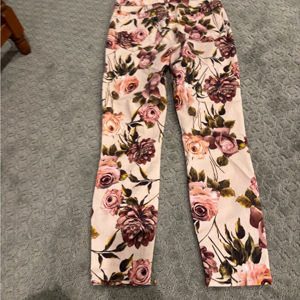 L'AGENCE Cream/Pink Floral Margot High Rise Skinny Ankle Jean Sz 28 EUC - Picture 10 of 11